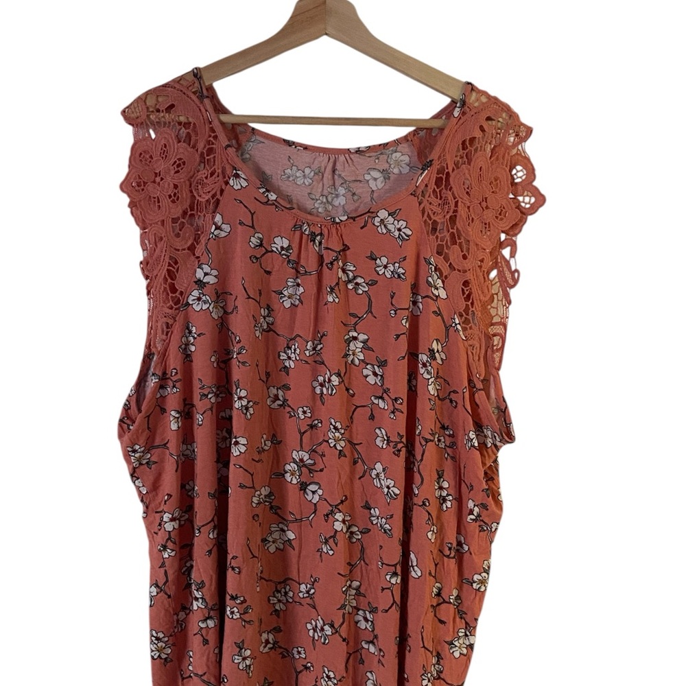 Floral Lace Sleeve Top - Rust
